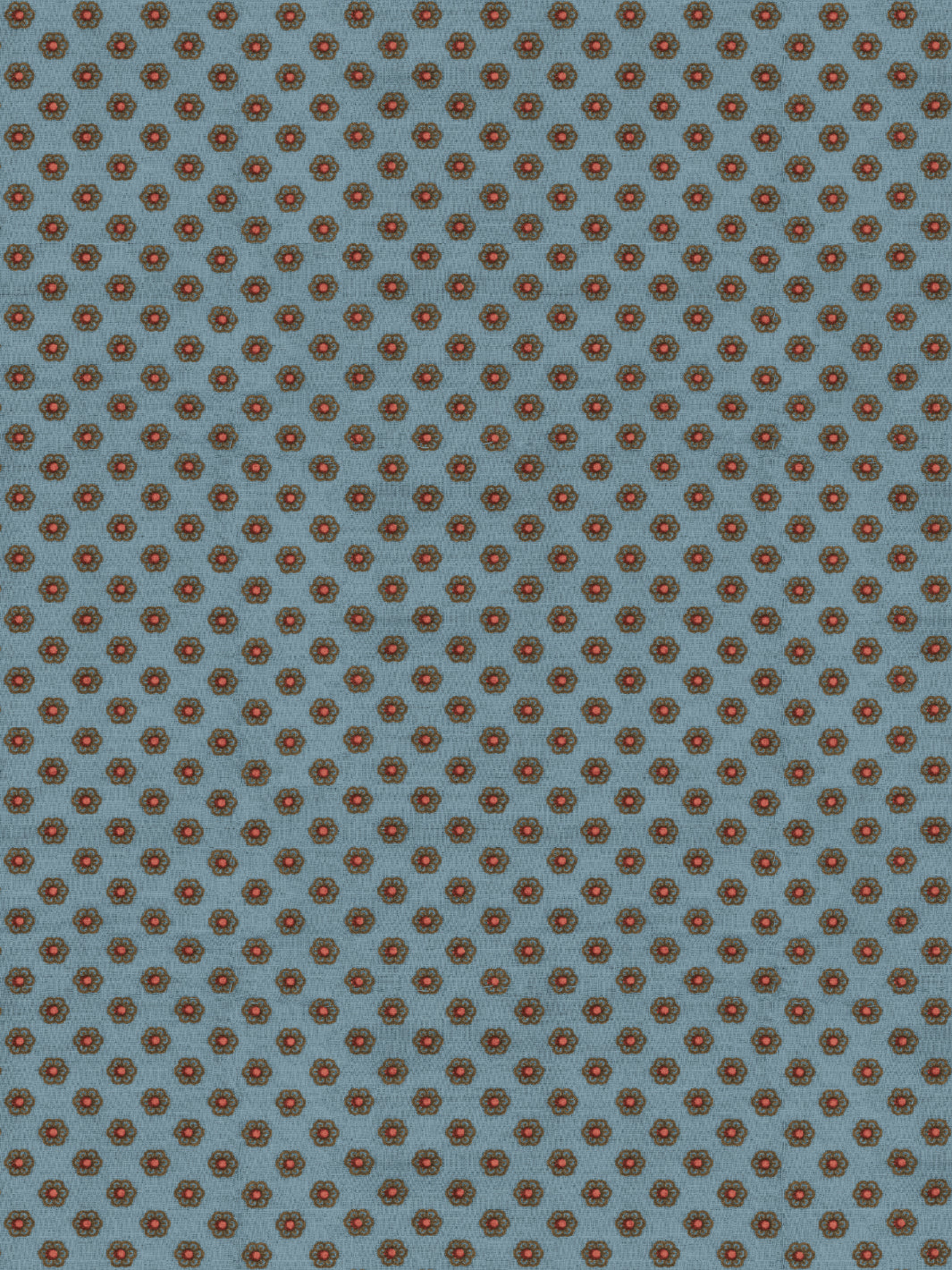 ditsy flower wallpaper chris benz brown red on blue