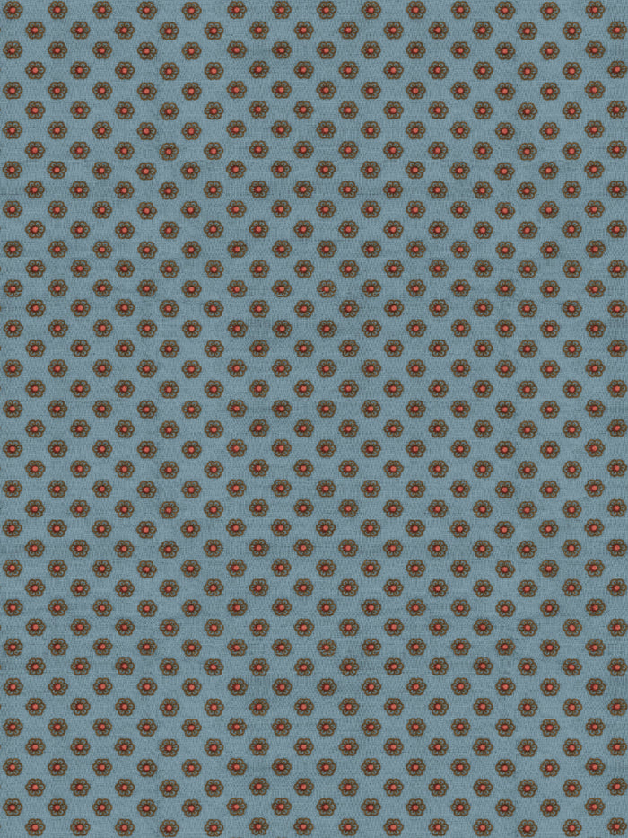 'Ditsy Flower' Wallpaper by Chris Benz - Brown Red On Blue