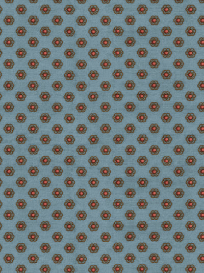 'Ditsy Flower' Wallpaper by Chris Benz - Brown Red On Blue