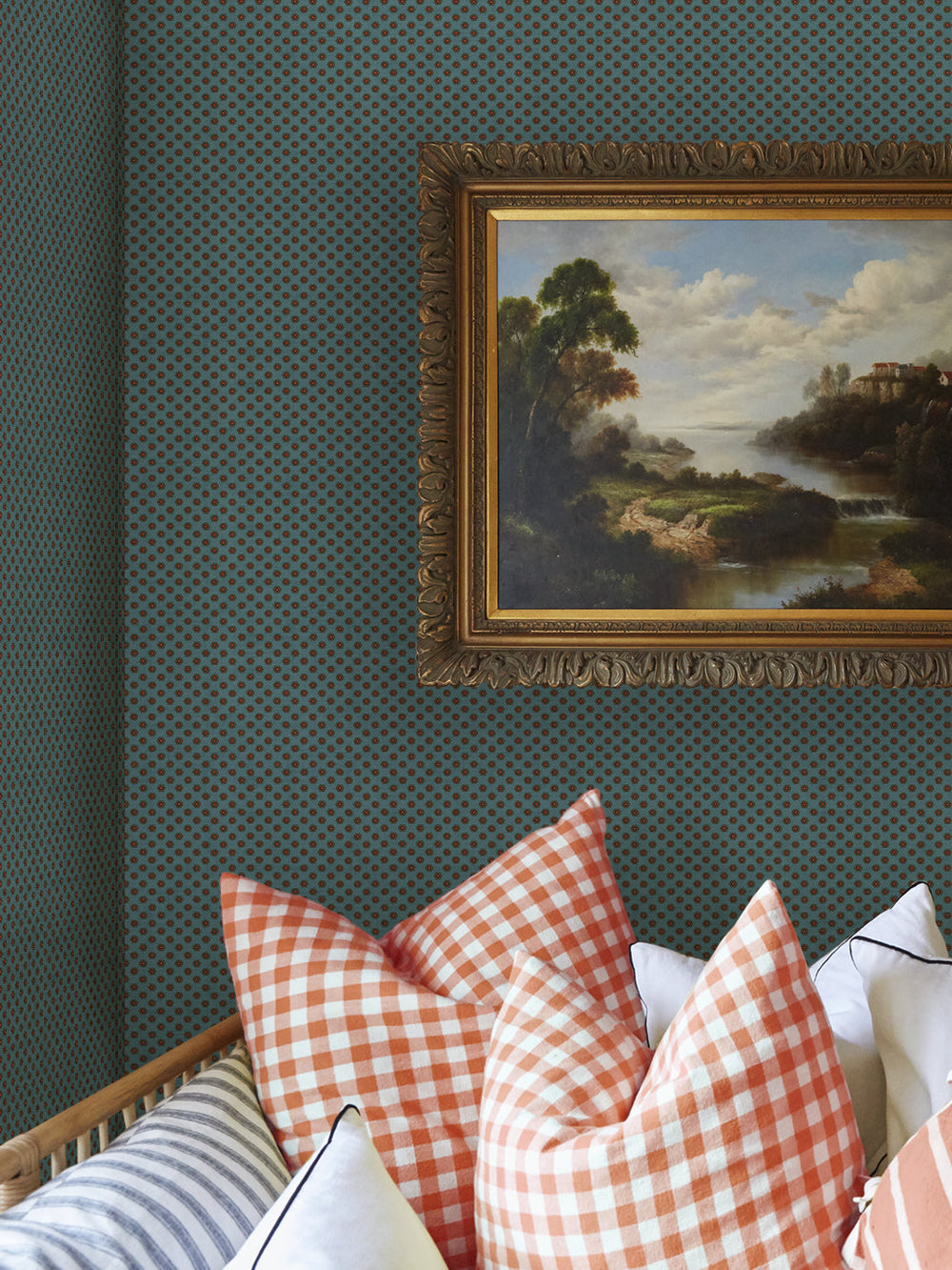 ditsy-flower-wallpaper-chris-benz-brown-red-on-blue