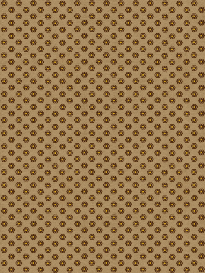 'Ditsy Flower' Wallpaper by Chris Benz - Gold On Brown