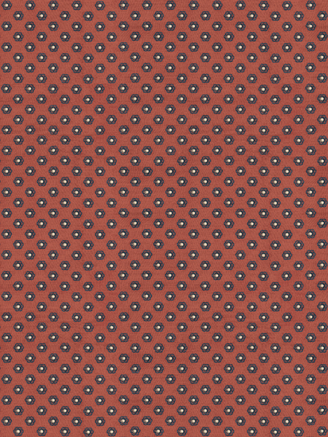 'Ditsy Flower' Wallpaper by Chris Benz - Navy On Red