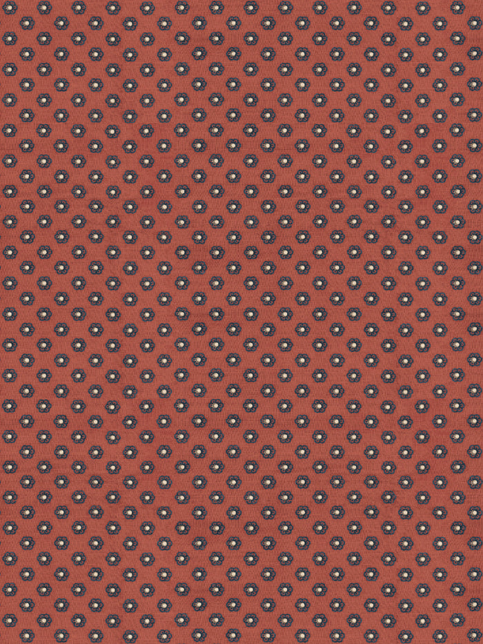 'Ditsy Flower' Wallpaper by Chris Benz - Navy On Red