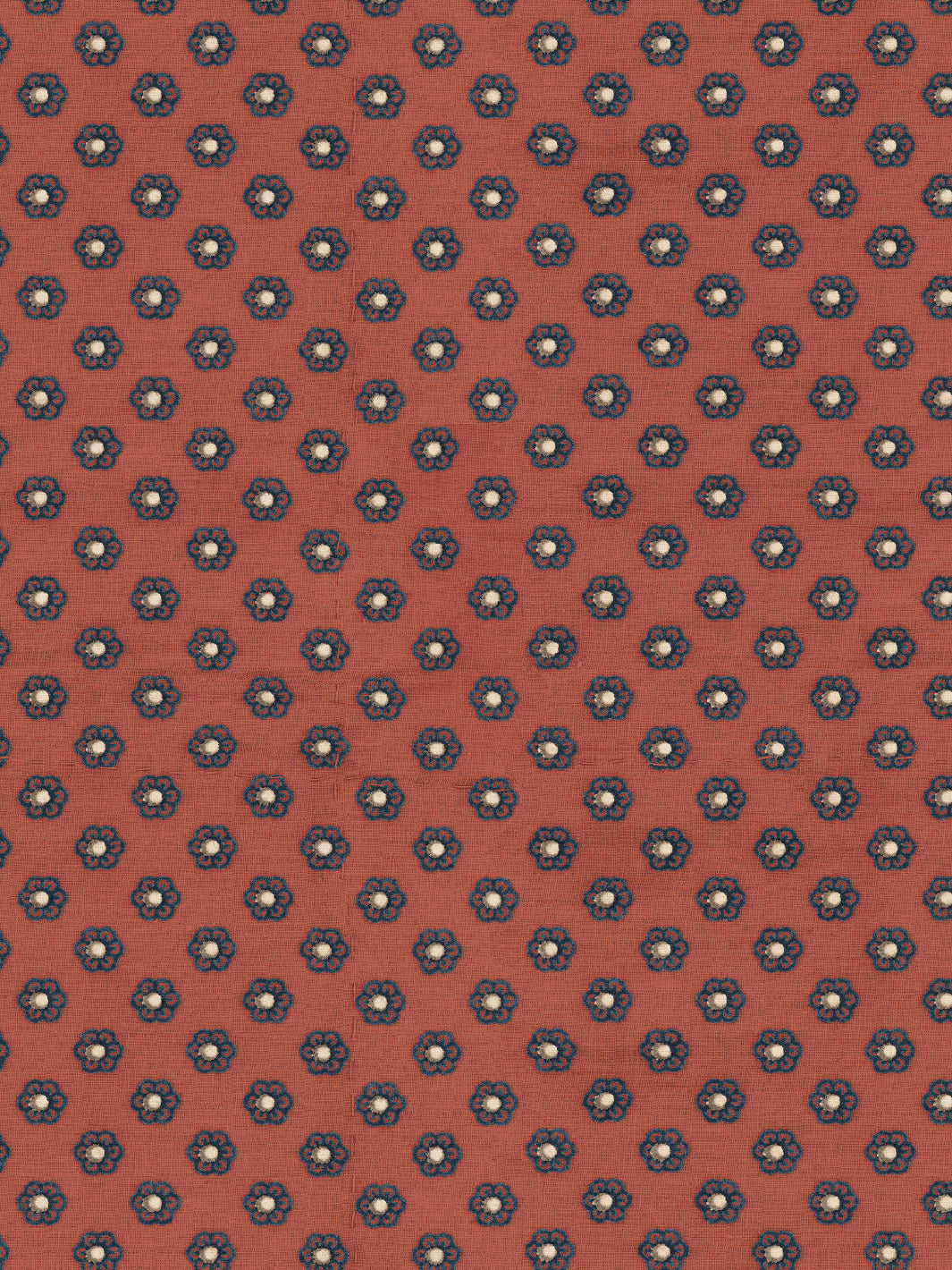 'Ditsy Flower' Wallpaper by Chris Benz - Navy On Red