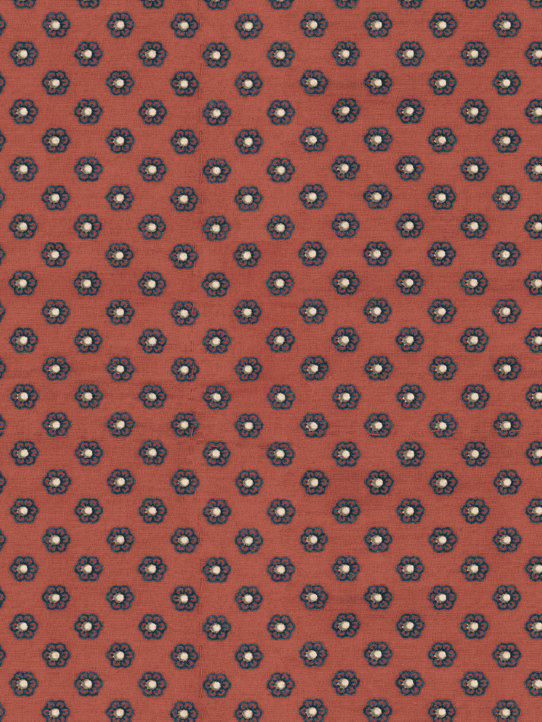 'Ditsy Flower' Wallpaper by Chris Benz - Navy On Red