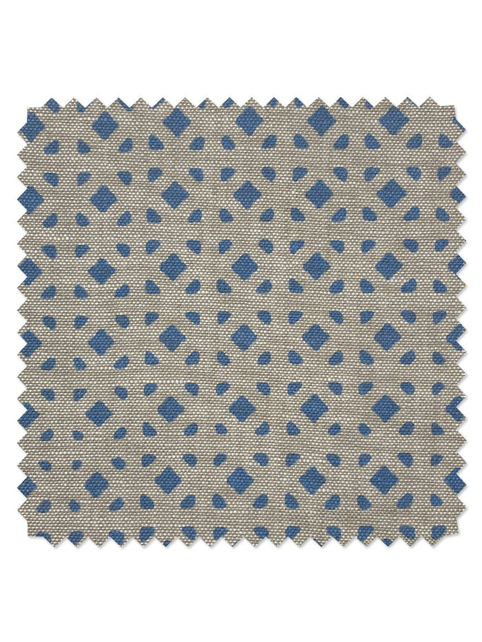 'Barbie™ Dreamhouse Breezeblocks' Flax Linen Fabric by Barbie™ - Blue