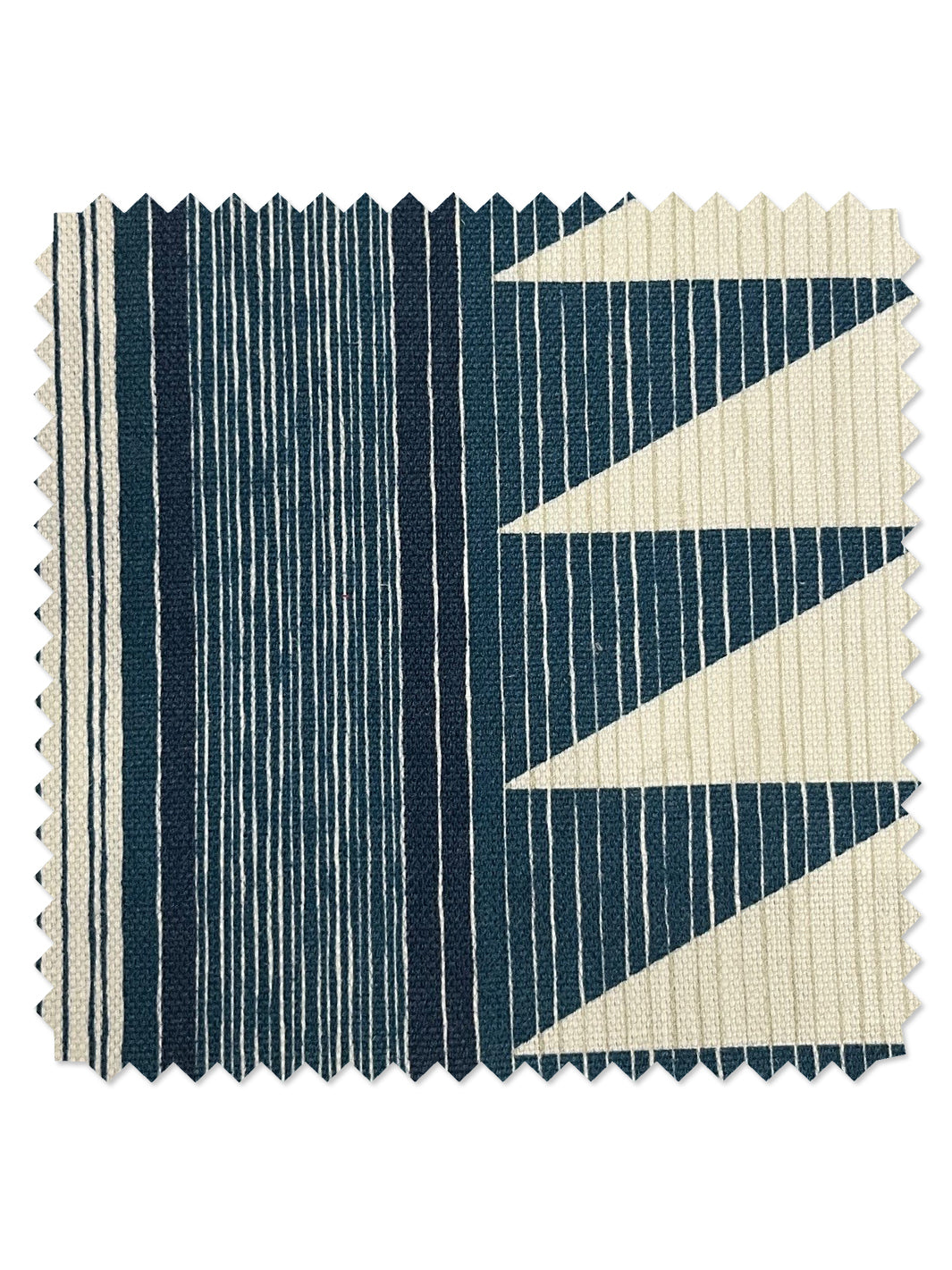 'Edwin Stripe' Linen Fabric by Nathan Turner - Blue and Taupe