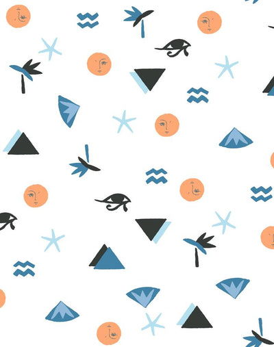 egyptian icons orange blue