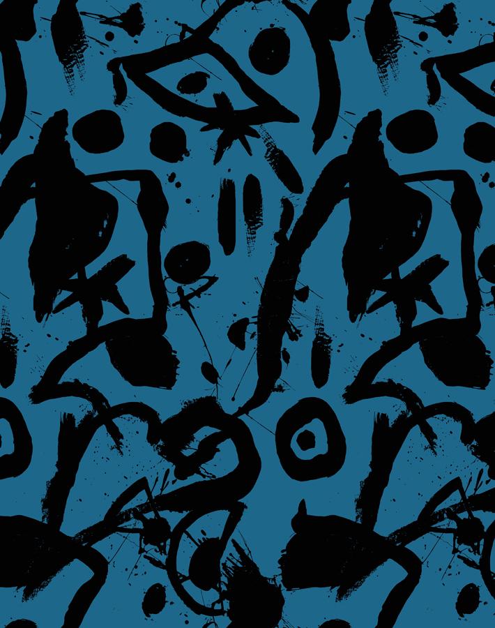 'El Quijote' Wallpaper by Chris Benz - Lapis / Black