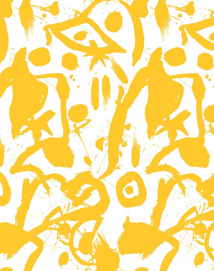 Papier peint 'El Quijote' par Chris Benz - Jaune