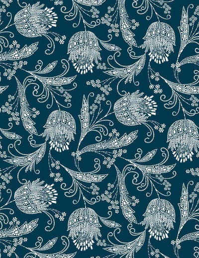 'Eleanor Rigby' Wallpaper by Wallshoppe - Indigo