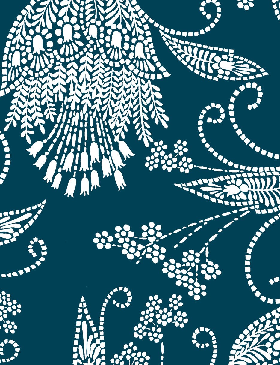 'Eleanor Rigby' Wallpaper by Wallshoppe - Indigo