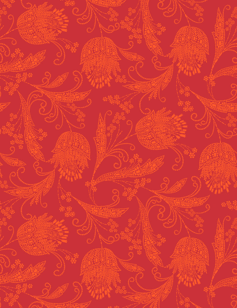 'Eleanor Rigby' Wallpaper by Wallshoppe - Ruby / Persimmon