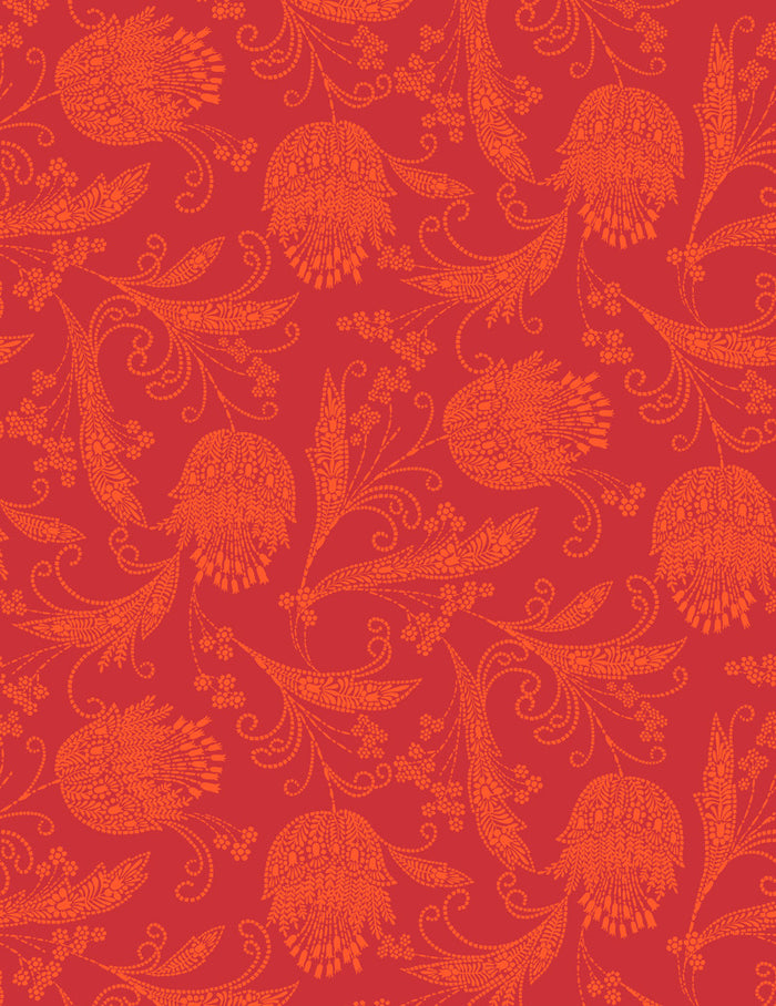 'Eleanor Rigby' Wallpaper by Wallshoppe - Ruby / Persimmon