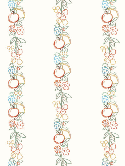 embroidered fruit vines wallpaper by lingua franca cream