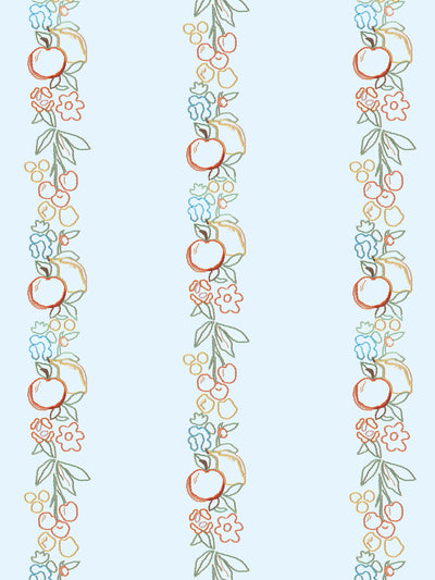 embroidered fruit vines wallpaper by lingua franca light blue