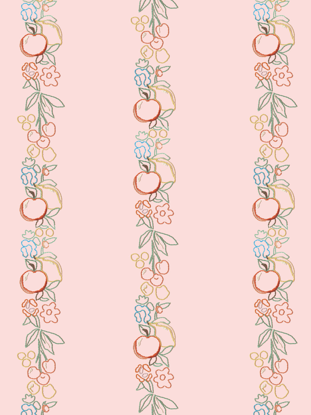 embroidered fruit vines wallpaper by lingua franca light pink