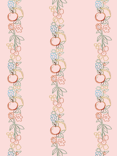 embroidered fruit vines wallpaper by lingua franca light pink