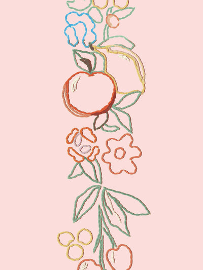 embroidered fruit vines wallpaper by lingua franca light pink