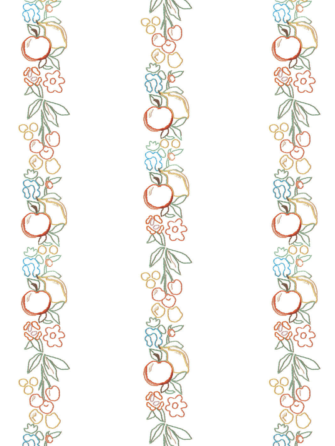embroidered fruit vines wallpaper by lingua franca white