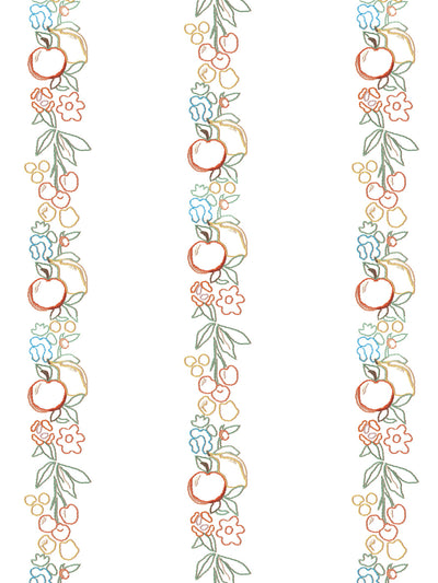 'Embroidered Fruit Vines' Wallpaper by Lingua Franca - White