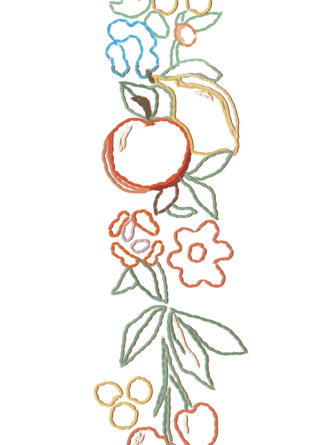 embroidered fruit vines wallpaper by lingua franca white