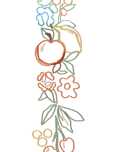 embroidered fruit vines wallpaper by lingua franca white