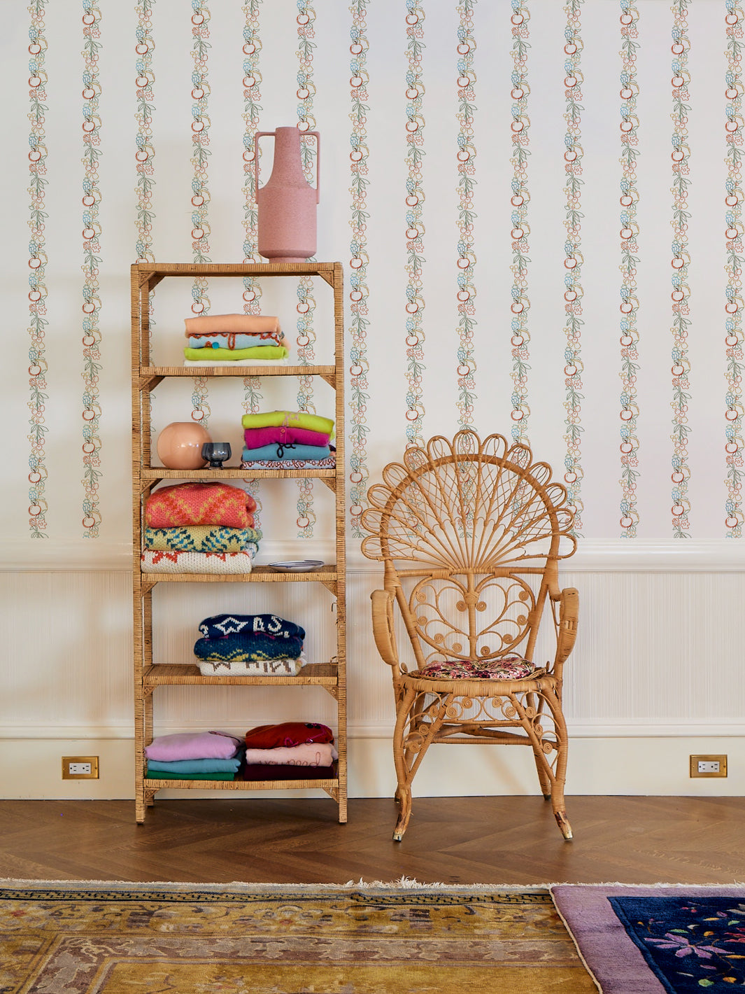 embroidered fruit vines wallpaper by lingua franca white