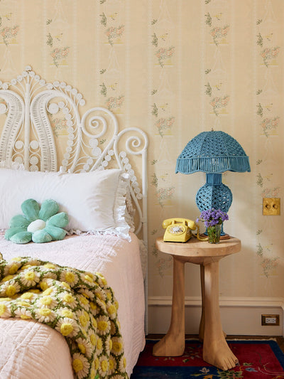 'Embroidered Birdcages' Wallpaper by Lingua Franca - Cream
