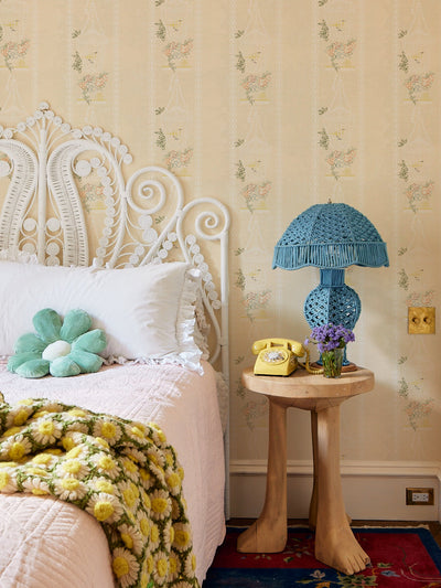 embroidered birdcages wallpaper by lingua franca cream