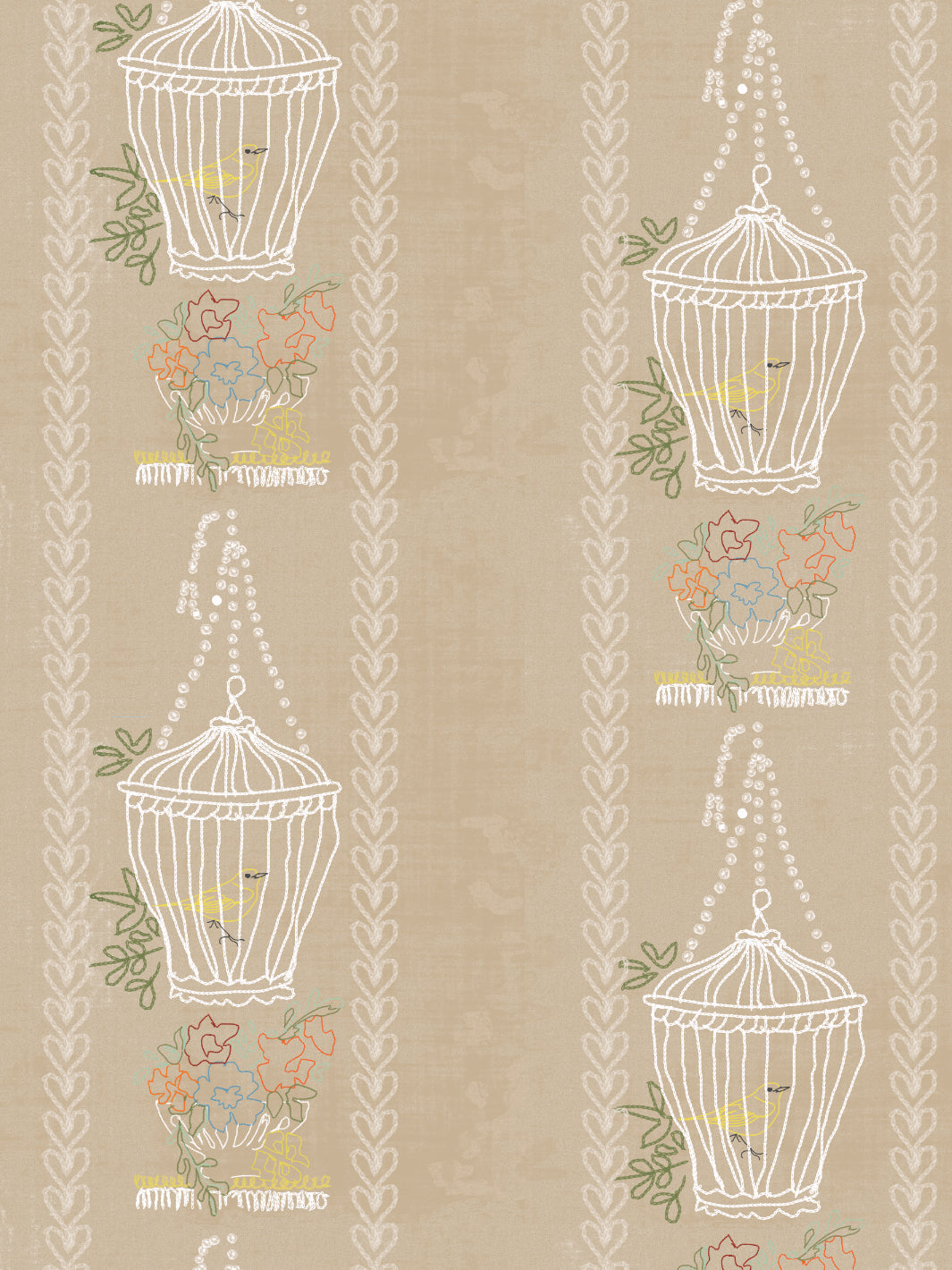 embroidered birdcages wallpaper by lingua franca linen