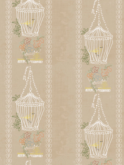 embroidered birdcages wallpaper by lingua franca linen