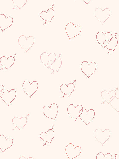 'Embroidered Hearts' Wallpaper by Lingua Franca - Ivory