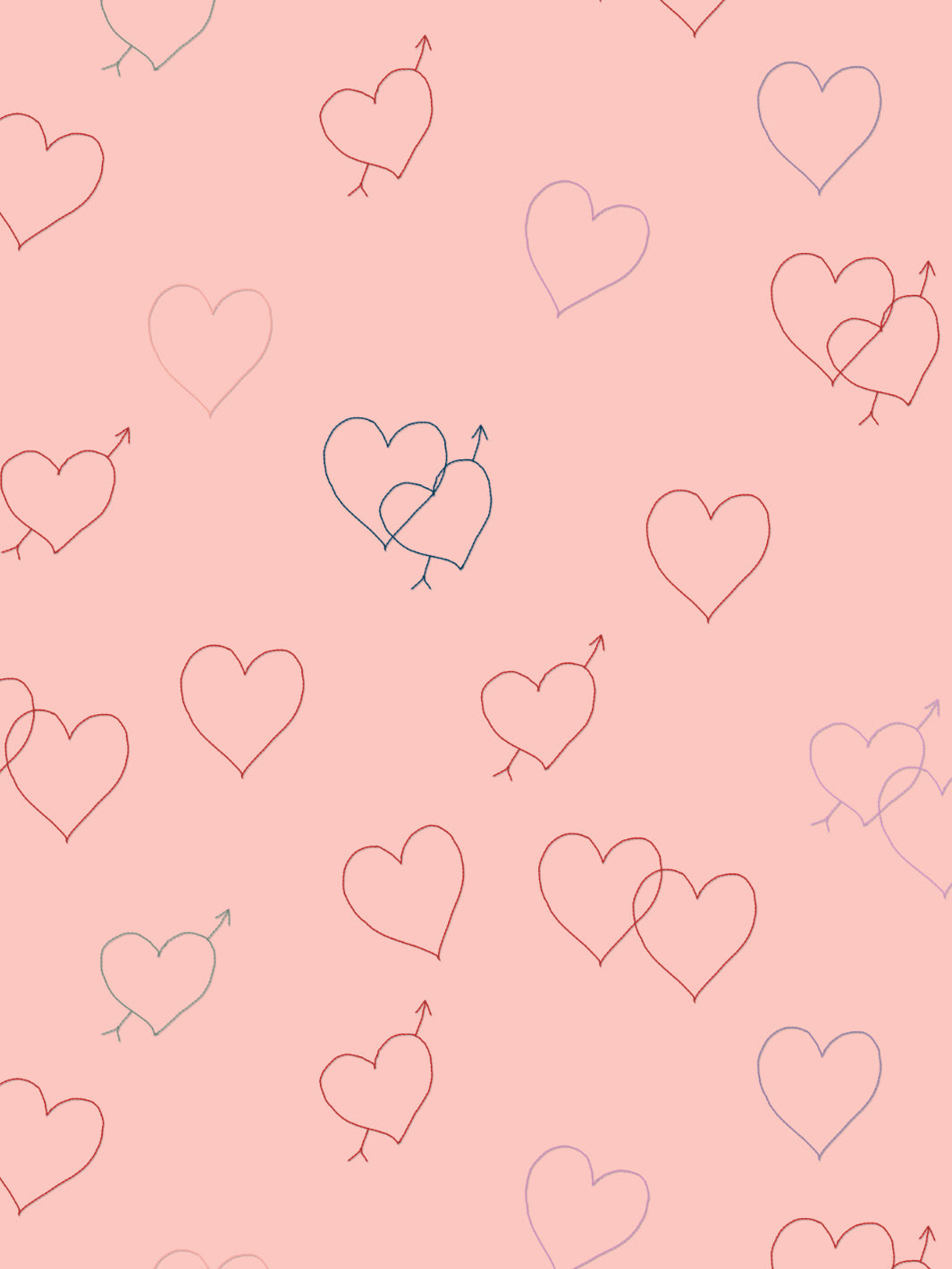 embroidered hearts wallpaper by lingua franca pink