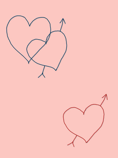 embroidered hearts wallpaper by lingua franca pink