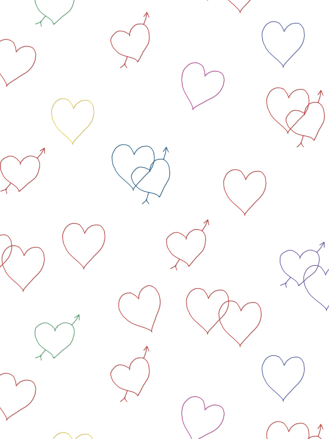 'Embroidered Hearts' Wallpaper by Lingua Franca - White