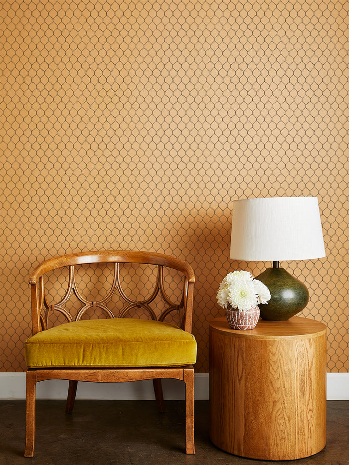 'Evelyn's Chicken Wire' Kraft Wallpaper by Sarah Jessica Parker - Metal