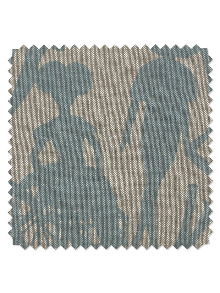 'Fashionista Silhouettes' Flax Linen Fabric by Barbie™ - Baby Blue