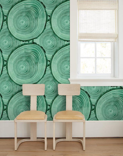 'Faux Bois' Wallpaper by Nathan Turner - Hunter Green