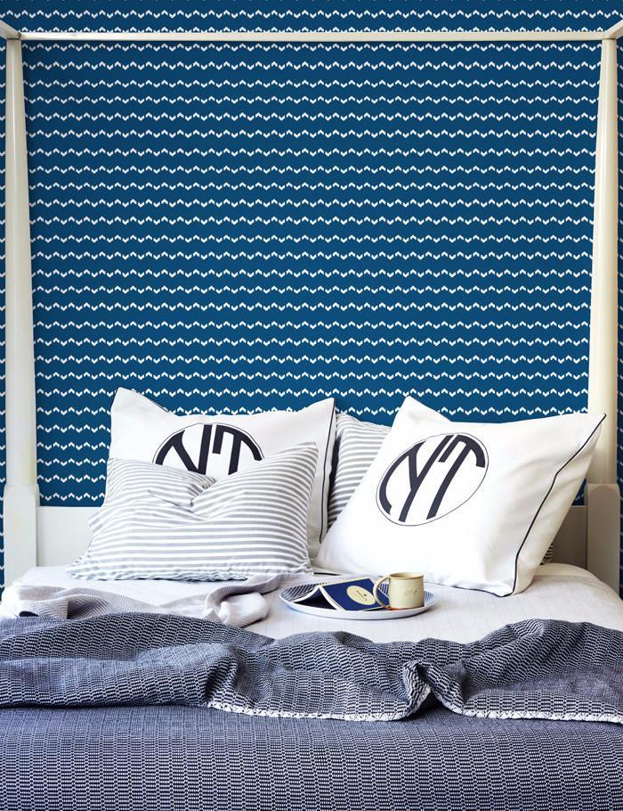 'Fes Zag' Wallpaper by Wallshoppe - Cadet Blue