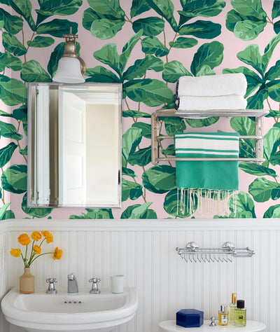 'Fiddle Fig' Wallpaper by Nathan Turner - Pink