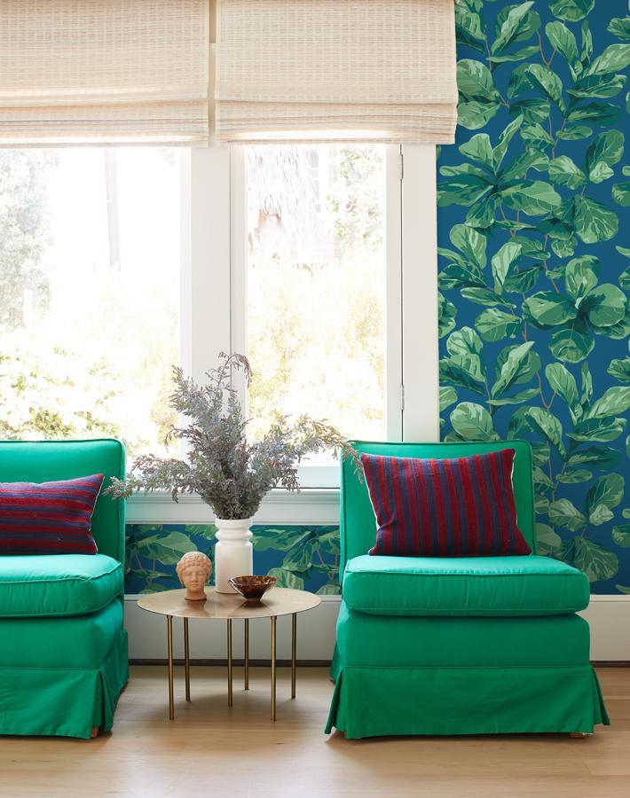 'Fiddle Fig' Wallpaper by Nathan Turner - Cadet Blue