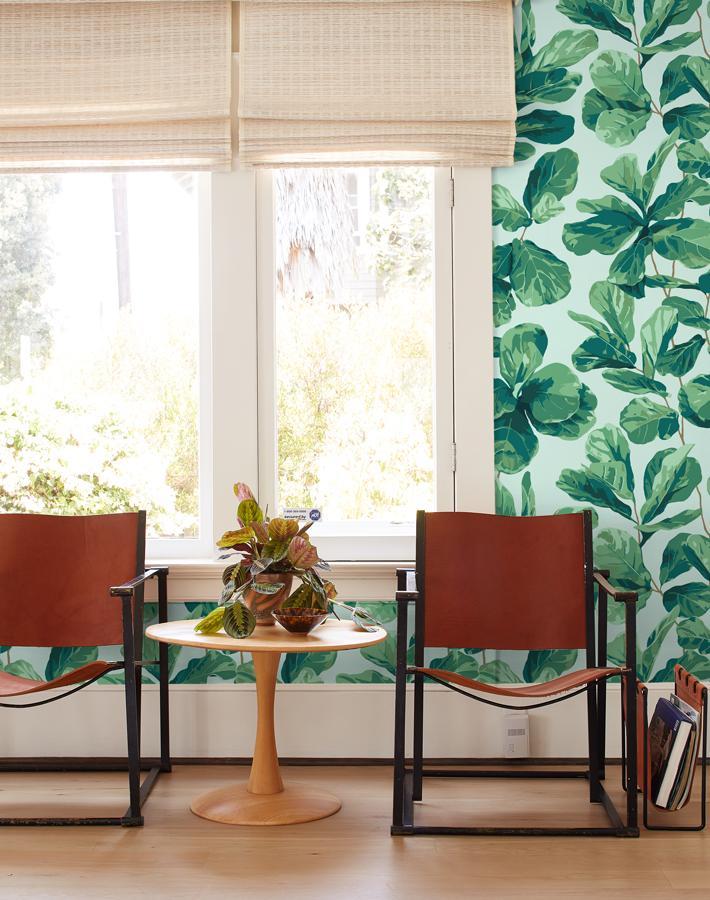 'Fiddle Fig' Wallpaper by Nathan Turner - Robins Egg