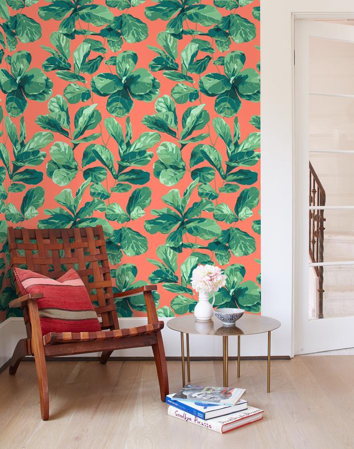 'Fiddle Fig' Wallpaper by Nathan Turner - Watermelon