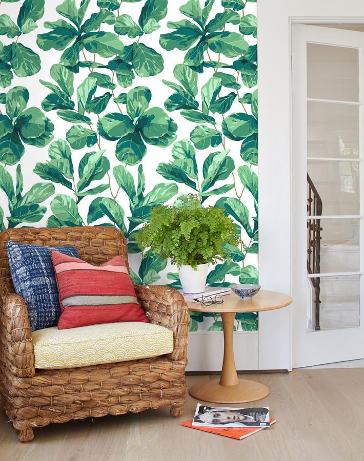 'Fiddle Fig' Wallpaper by Nathan Turner - White