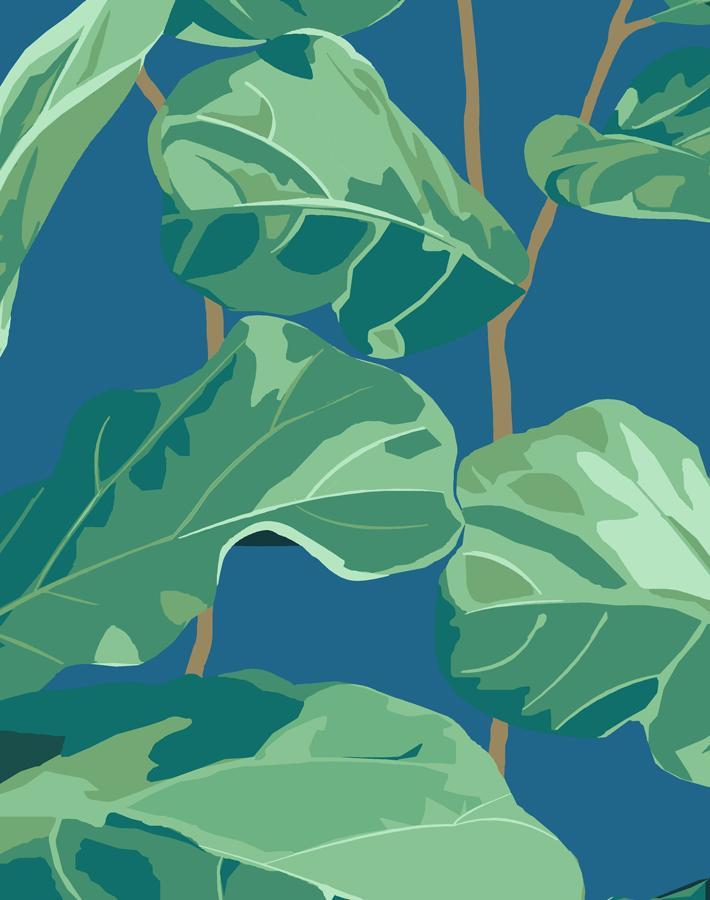 'Fiddle Fig' Wallpaper by Nathan Turner - Cadet Blue