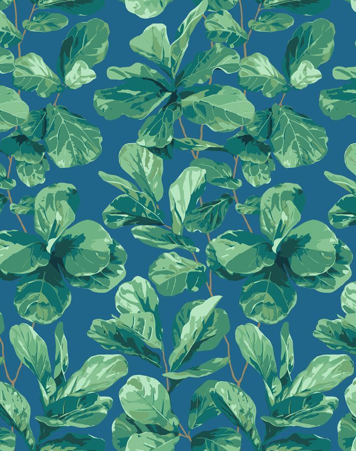 'Fiddle Fig' Wallpaper by Nathan Turner - Cadet Blue