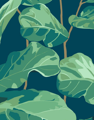 'Fiddle Fig' Wallpaper by Nathan Turner - Indigo