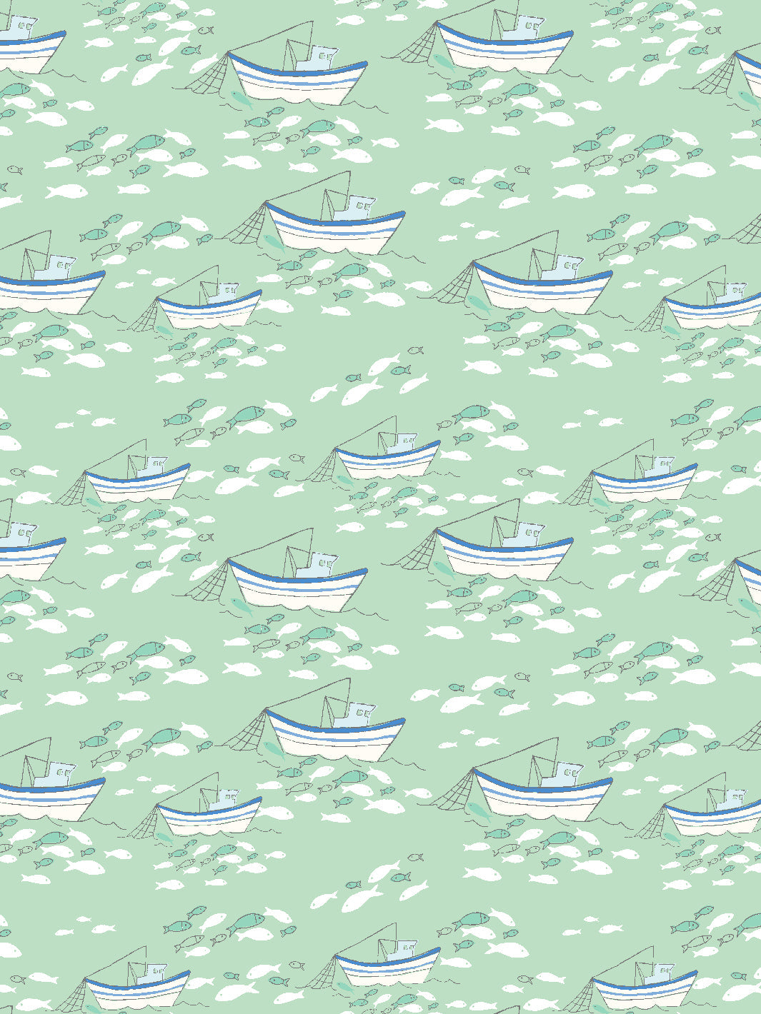fishing boats wallpaper by tea collection aventurine