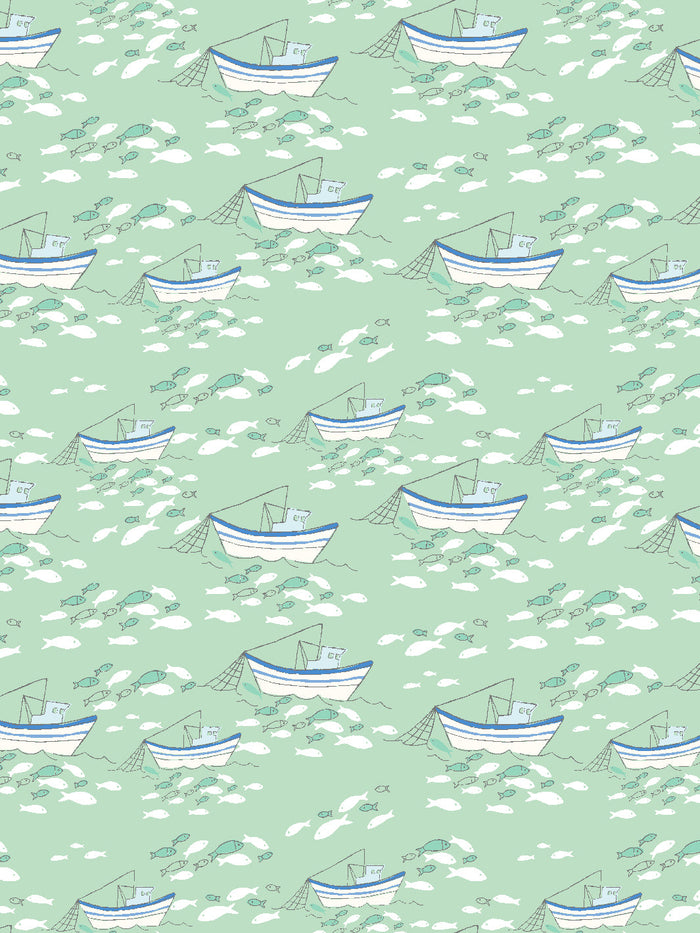 'Fishing Boats' Wallpaper by Tea Collection - Aventurine